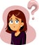 Confused Woman Having Many Questions Vector Cartoon