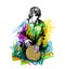 Conga, bongo, djembe player - a hand drawn grunge illustration