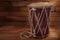 Conga percussion drum instrument on wooden boards