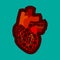 Congenital heart disease awareness poster with sad cartoon character on blue background. Human body organs anatomy icon. Medical c