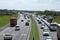 Congested traffic on M6 motorway, Lancashire