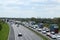 Congested traffic on M6 motorway, Lancashire