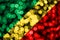 Congo abstract blurry bokeh flag. Christmas, New Year and National day concept flag