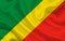 Congo country flag on wavy silk fabric background panorama