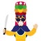 Congo dancer from Barranquilla`s Carnival with machete in flat style, Vector illustration