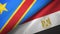 Congo Democratic Republic and Egypt two flags textile cloth