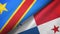 Congo Democratic Republic and Panama two flags textile cloth, fabric texture