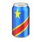 Congolese Democratic Republic flag painted on the drink metallic can. 3D rendering