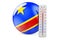 Congolese Democratic Republic flag with thermometer. 3D rendering