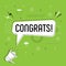 Congrats in bubble vector on bright background. Comic speech bubble