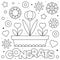 Congrats. Coloring page. Black and white vector illustration.