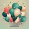 Congrats graduates. Colored balloons, graduation party vector template design