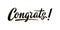 `Congrats!` handwritten lettering greeting sign.
