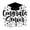 Congrats Senior - typography  with graduate cap and certificate or diploma.