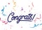 Congrats sign with colorful confetti