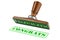 Congrats stamp. Wooden stamper, seal with text congrats, 3D rendering