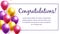 Congratulation banner with colorful balloons. Vector