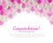 Congratulation card pink flying balls background above