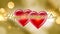 Congratulation Happy Valentine`s Day. Golden letters on a gold background.