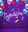 Congratulation vector card with balloons