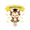 Congratulations card with cute monkeys cartoon.