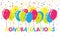 Congratulations colorful with confetti and balloons. Flat greeting banner. Bright text for website, poster, card