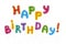 Congratulations with the day of birth. Baloon text. Birthday greeting card