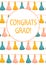 Congratulations Graduate tassel garland card template. Congrats grad postcard greeting card vertical with cute hand drawn tassels