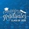 Congratulations graduates 2020 class of vector illustration on seamless grad background, white sign for the graduation