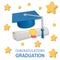 Congratulations graduation greeting vector background design. Vector illustration. Congrats graduates text with 3d