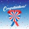 Congratulations Patriotic Greeting Card Invitation Template Vector Red Blue White Modern Design