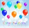 Congratulations Postcard Colorful Balloons Flying