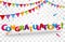 Congratulations sign letters with colorful confetti