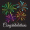 Congratulations text and star fireworks abstract vector