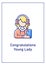 Congratulations young lady greeting card with color icon element