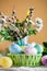 Congratulatory easter background. Background with copy space. Selective focus. Vertical.