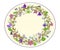 Congratulatory spring wreath with willow twigs and violets. Vector illustration.