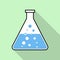 Conical Flask Icon on green background. Laboratory or chemistry symbol. Eps Vector illustration.