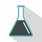Conical flask test tube with oil icon, flat style