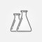 Conical flasks linear icon. Vector chemistry outline symbol