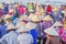 Conical hat of vietnamese woman at Long Hai fish market