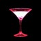 Conical Martini Cocktail Glass with Pink Fizz Drink, Sparkling Wine or Champagne Glowing in Neon Lights.