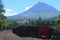 The conical Pico volcano looming over its namesake island Azores archipelago, Portugal