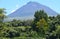 The conical Pico volcano looming over its namesake island Azores archipelago, Portugal