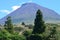 The conical Pico volcano looming over its namesake island Azores archipelago, Portugal