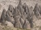 Conical rock formations in Cappadocia, Turkey