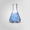 Conical transparent laboratory flask, vector