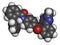 Conivaptan hyponatremia drug molecule. Inhibitor of vasopressin receptors V1a and V2 Atoms are represented as spheres with