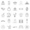Conjugal icons set, outline style