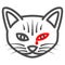 Conjunctivitis in cat line icon, Diseases of pets concept, sick cat sign on white background, kitten with sick eyeball